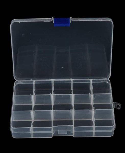 1pcs Conclusion de la pêche à la pêche Boîtes d'outil de plaqueur Plastique Boîte de piste de pêche en plastique avec 15 compartiments entièrement 1590060