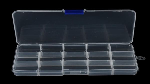 1pcs Conclusion de la pêche à la pêche Boîtes de plaqueur Plastique Boîte de piste de pêche en plastique avec 15 compartiments entièrement 7801280