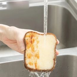 1pcs créatif mignon forme de pain mignon lave-vaisselle éponge essuyage en pot brosse de nettoyage des ménages