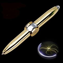 1pcs Creative multifonction LED Rotate Discompression Gyroscope Kids Toys Metal Ballpoint Pen Fashion Stress Relief Toy 240522