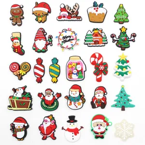 1 unids croces para niños de dibujos animados árbol de navidad Encantos del zapato divertido DIY zueco Zapato Aceessorie Fit croces Sandalias Decorar hebilla niño Regalos de Navidad