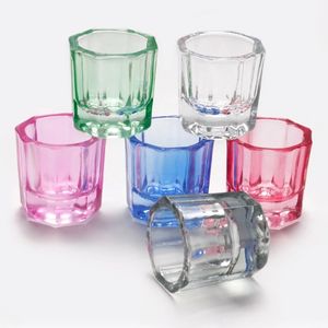 1pcs Crystal Glass Acrylique Powder Liquid Nail Cup coloré Colorful Dappen Dish Lid Bol Bowl Holder Équipement d'ongle