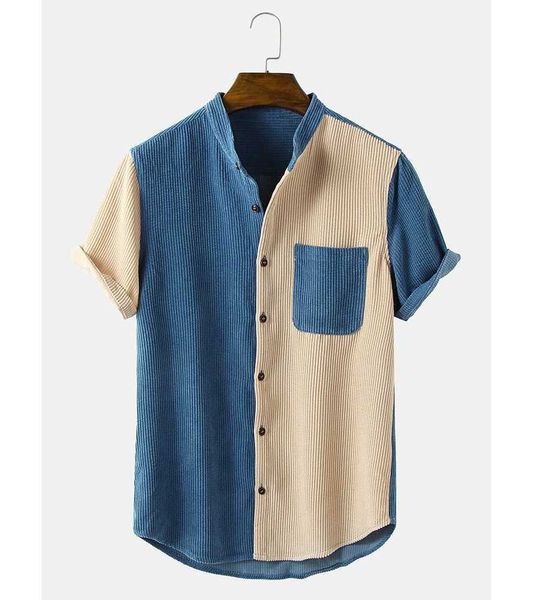 1 Uds. Camisas de entrenamiento de manga corta de mezclilla informales personalizadas para hombres OEM moda de verano con botones camisas de vestir formales para hombres