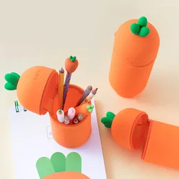 1pcs mignon carot crayon carrot école sac à stylo sac de stylo de grande capacité de stockage de stockage en plastique