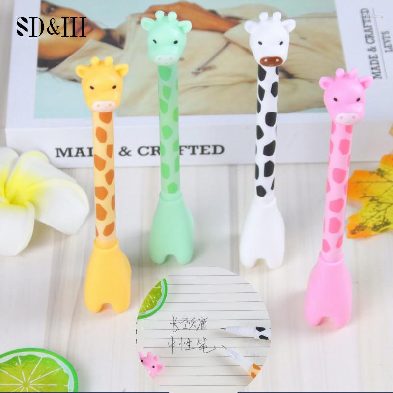 1Pcs Cute Cartoon Gel Pen 0.5mm Nib Kawaii Lion Giraffe Black Signing For Girls Gifts Ink School Stationery Supplies