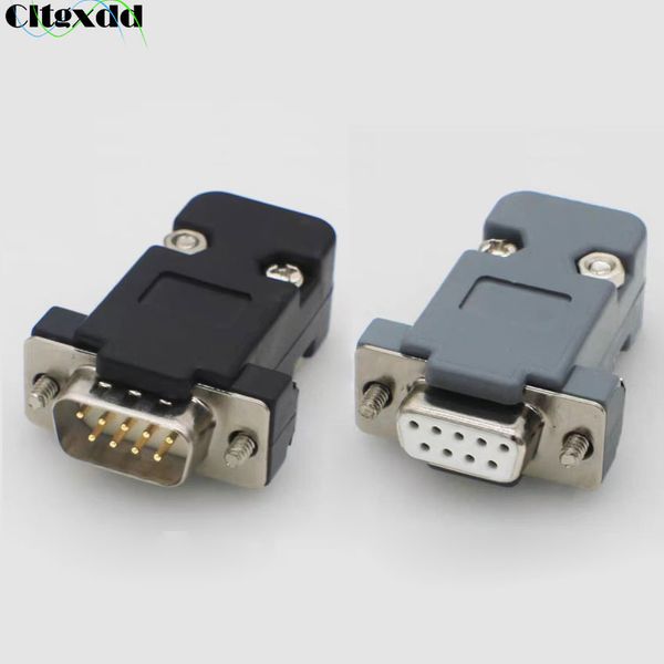 1pcs DB9 Adaptador Conector núcleo RS232 Conectores de enchufe seriales Agujero/PIN DB15 Caja de plástico Sub DP9