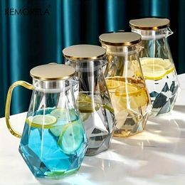1PCS Diamond Texture Glass Teapot Set Water Cold Kettle Jug Transparent Pot Home CARAFE Pitcher 240409