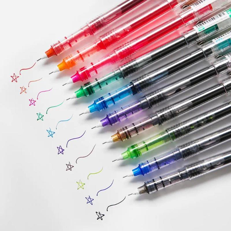 1pcs Diamant Transparante Inkt Pen Gratis Vloeibare Kleur 0.5mm Balpen Fijne Pennen Voor Schrijven Handtekening Tekening Schoolbenodigdheden a6002
