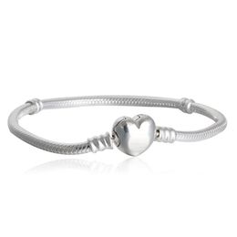 1 pcs Drop Shipping Usine Coeur Plaqué Charme Bracelets Serpent Chaîne Fit pour pandora Bracelet Bracelet Femmes Enfants Cadeau D'anniversaire B002