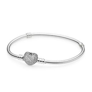 1 Uds., envío directo, pulseras de cristal con brazalete de plata de circón compatible con cadena de serpiente pandora, regalos para mujeres y niñas BR007