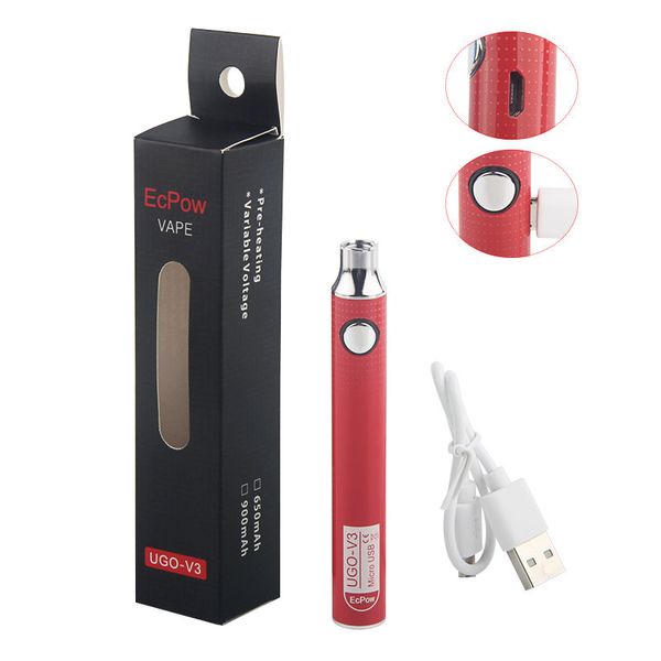 1PCS Kit de démarrage E-cigarette EVOD UGO V3 900mah batterie vape stylo évaporateur avec chargeur USB pour eCig 510 atomiseur de carburateur universel fileté