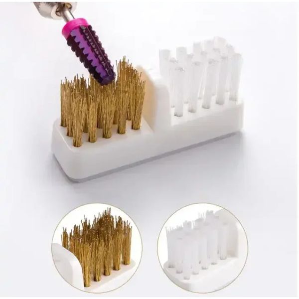 1PCS Electric Nail Griding Nettoyage Nettoyage Brosse de manucure portable Bits Nettoyage Double Copper Wire Brosse Nettoyer Outils