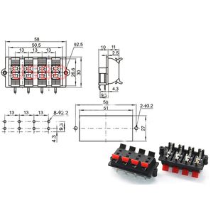 1PCS Terminal de câblage de l'amplificateur de haut-parleur externe WP2 WP3 WP4 WP5 WP8 WP10 WP12 AUDIO BANANA JOCK CONSTRUCTION CONNECTEUR DE SPRING LED