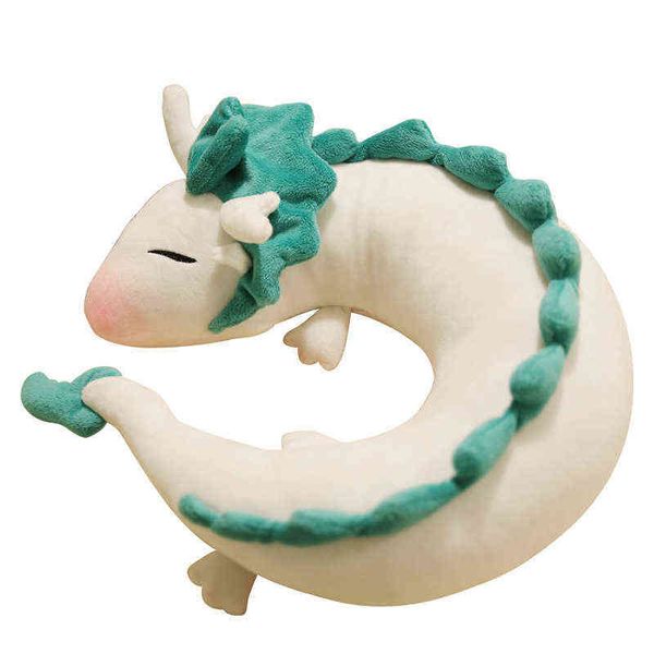 1 Pcs Mode Oreiller Poupées Dessin Animé Dragon Anime Miyazaki Hayao Spirited Away Haku Mignon U Forme Poupée En Peluche Cadeaux Pour Enfants Jouets Y211119