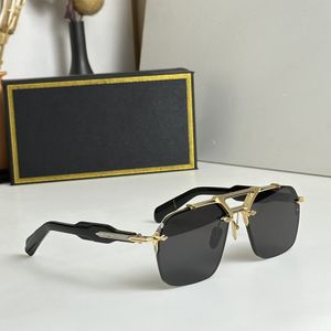 1 unids Gafas de sol redondas de moda Gafas Gafas de sol Marca de diseñador Marco de metal negro Lentes de vidrio oscuro de 50 mm para hombres y mujeres Mejores estuches marrones Gafas de sol de gama alta