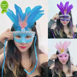 1 pièces masque de plumes de mascarade princesse demi-visage femme