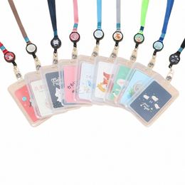 1PCS FI Carto Carte de travail Holder Multifiunctial Nom Retractable Badge Students Bus Bank Credit Cards Card avec Lanyard V0JG #