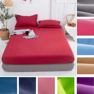 1 pièces drap-housse couleur unie draps de lit simple Double reine taille 150 cm * 200 cm matelas couvre-lit (pas de taie d'oreiller) 210626