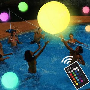 1 pièces ballons extérieurs flottants plage jardin piscine d'eau fête jouet lumineux grandes boules LED gonflables 240223