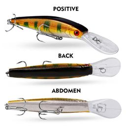 1Pcs Floating Wobblers Minnow Fishing Lures 12.5cm 13.5g Deep Diving Artificial Hard Bait for Bass Pike Fishing Tackle