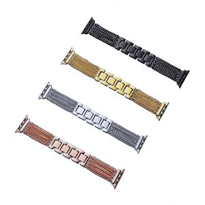 Pour la bande de montre Apple Watch Metal Strap 3 4 5 6 7 chaînes de série Générations de bracelets de poignet de chaîne de jean universel Iwatch 38mm 42 mm 40mm 41 mm 44 mm 45 mm Bracelet