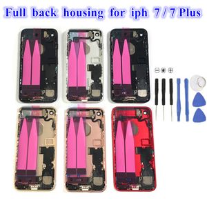 1Pcs for iPhone 7G 7 Plus Full Back Battery Door Housing Middle Frame Panel Cover Assembly + Logo small parts Flex Cable Replacement Parts