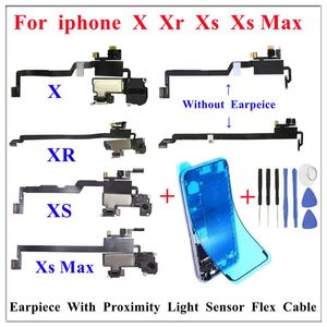 1Pcs Voor Iphone X Xr Xs Max Oortelefoon Oor Luidspreker Met Proximity Licht Sensor Geluid Flex Kabel Lint waterdichte Lijm Replaceme272f