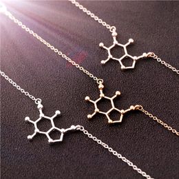 1 PPCS Geometría de cafeína Molécula Moléculas químicas Collar colgante Estructura científica Collares de química para joyas de enfermería