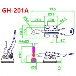 1PCS GH-101A / 201A 50 kg / 27 kg Release rapide Babinet à bascule Horizontal Push Put Pull Clamp Woodworking Tool Galvanisé fer