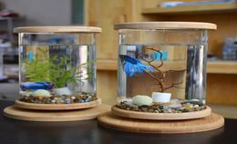 1PCS Verre Betta Tapé de poisson Bamboo Base mini accessoires de décoration de décoration de pêche à la pêche ACCESSOIRES DE FOIS Aquarium Aquarium Y2009328808