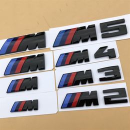 1 stks Glanzend Zwart 3D ABS M M2 M3 M4 M5 Chrome Embleem Auto Styling Spatbord Kofferbak Badge Logo Sticker voor BMW goede Quality3392