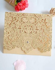 1pcs Gold Red White Laser Cut Invitations de mariage Invitations de mariage élégant enveloppes enveloppes Décoration de fête de mariage2102673