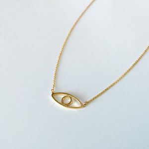 Goud Zilver Hamsa Hand Boze Oog Ketting Open Lijn Devil Eye Kettingen Eenvoudige Fortuinlijke Turkse Oogketting