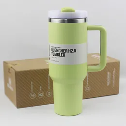 1 pièces H2.0 Plus nouveaux gobelets en acier inoxydable de 40 oz avec poignée couvercle paille grande capacité tasse de bière bouteille d'eau camping en plein air isolé sous vide tasses de 40 oz H0253