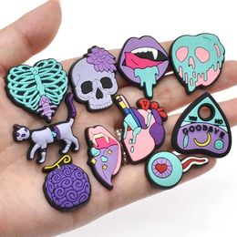 1 stcs Halloween Croces Charms Purple Croces Accessories Magic Witch Body Organs Shoe Decorations Pins For Women Girls Gift