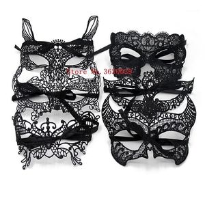 1pcs Halloween filles femmes noir rouge blanc sexy dame dentelle masques pour mascarade fête déguisement costume fête d'anniversaire décor1