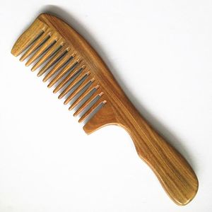 Peine de madera de sándalo hecho a mano, peine de madera de diente ancho, masajeador de cabeza Natural, peines para el cuidado del cabello, 1 Uds.