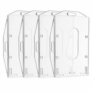 1pcs Hard Plastic Transparante Card Case Houder Werkkaart Id Badge Houder Dubbelzijdige Kaart Verticale Clear id Cover Shell R6BD #
