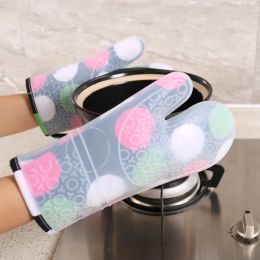 1pcs Gants de cuisine en silicone résistant à la chaleur mitains de four plus épais silicone gant gant micro-ondes fourgon de cuisine gants