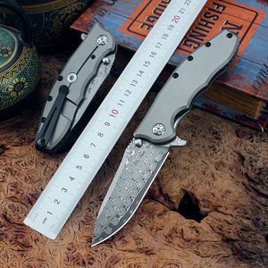 1 stks High End 0562 Flipper zakmes VG10 Damascus Staal Drop Point CNC Blade TC4 Titanium Legering Handvat Kogellager Snelle Open EDC zakmessen