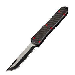 1 PCS High End U T 85 Auto Tactical Knife D2 Titanium Coating Blade CNC 6061-T6/Mango de fibra de carbono Cuchillos de regalo de bolsillo EDC con bolsa de nylon