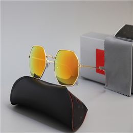 1pcs haute qualité best-seller polygone lunettes de soleil femmes hommes miroir uv400 vintage sport conduite lunettes de soleil lunettes avec étuis marron et txyjtx
