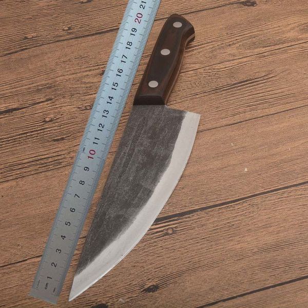 1 Uds cuchillo de Chef de alta calidad hoja de satén de acero de alto carbono mango de madera de espiga completa cuchillos de hoja fija cuchillas afiladas hechas a mano