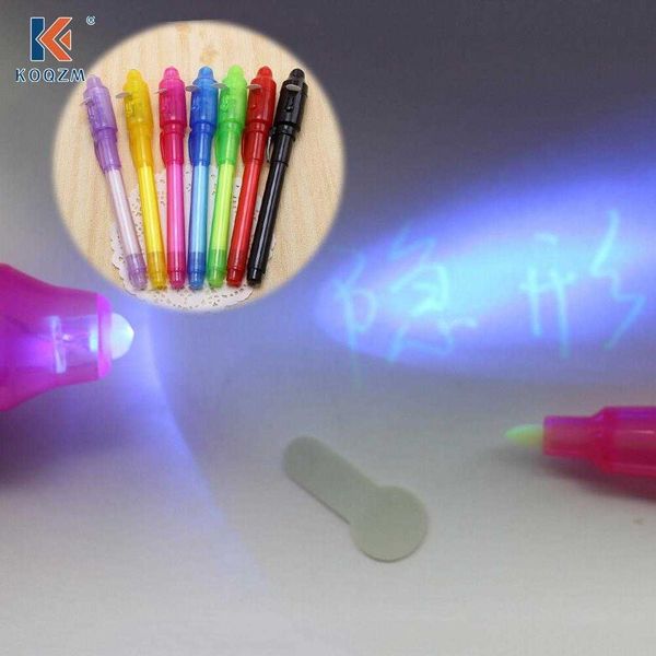 1 Uds. Resaltador 2 en 1 UV Graffiti Black Light Combo Invisible Ink Pen Marker Creative School Office Stationery