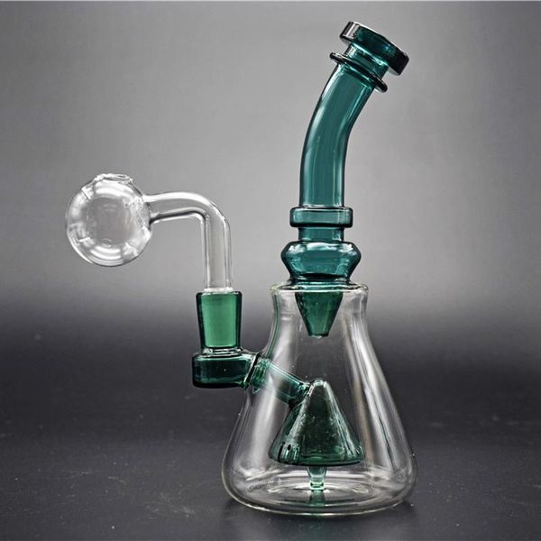 1pcs Narguilé Vortex Recycler Dab Rig Cire Eau Bong Heady Klein Bongs barboteur cyclone bécher bong avec tuyau de brûleur à mazout en verre de grande taille