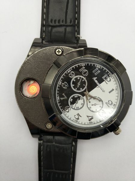 1 pièces mode chaude Rechargeable USB briquet montres électroniques hommes décontracté Quartz montres sans flamme allume-cigare F667