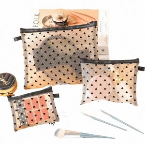 1pcs Hot mini sac de maquillage de coeur transparent Femmes Portables Lipsticks Cosmetic Storage Pouche Ins Clear CTUE Small Make Up Bag A9US #
