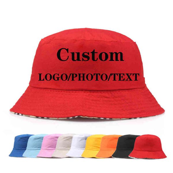 1 Uds. Estampado en caliente, sombrero de cubo personalizado gratis, sombreros de pesca de verano para hombres y mujeres, gorra de pescador informal, sombrero de sol K pop Hip Hop Y220301