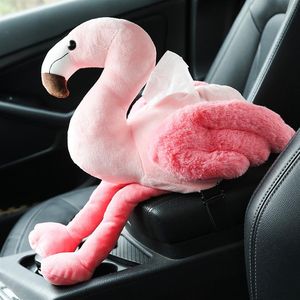 Housse de boîte à flamand rose INS, 1 pièce, étui à mouchoirs créatif pour accoudoir de voiture, jouets en peluche mignons, porte-serviette décoratif pour décoration de maison 201I