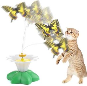 1 pièces intelligent électrique rotatif coloré papillon chien trainning drôle chat jouets animaux de compagnie oiseaux tête jouet chat chaton chien chat scratch